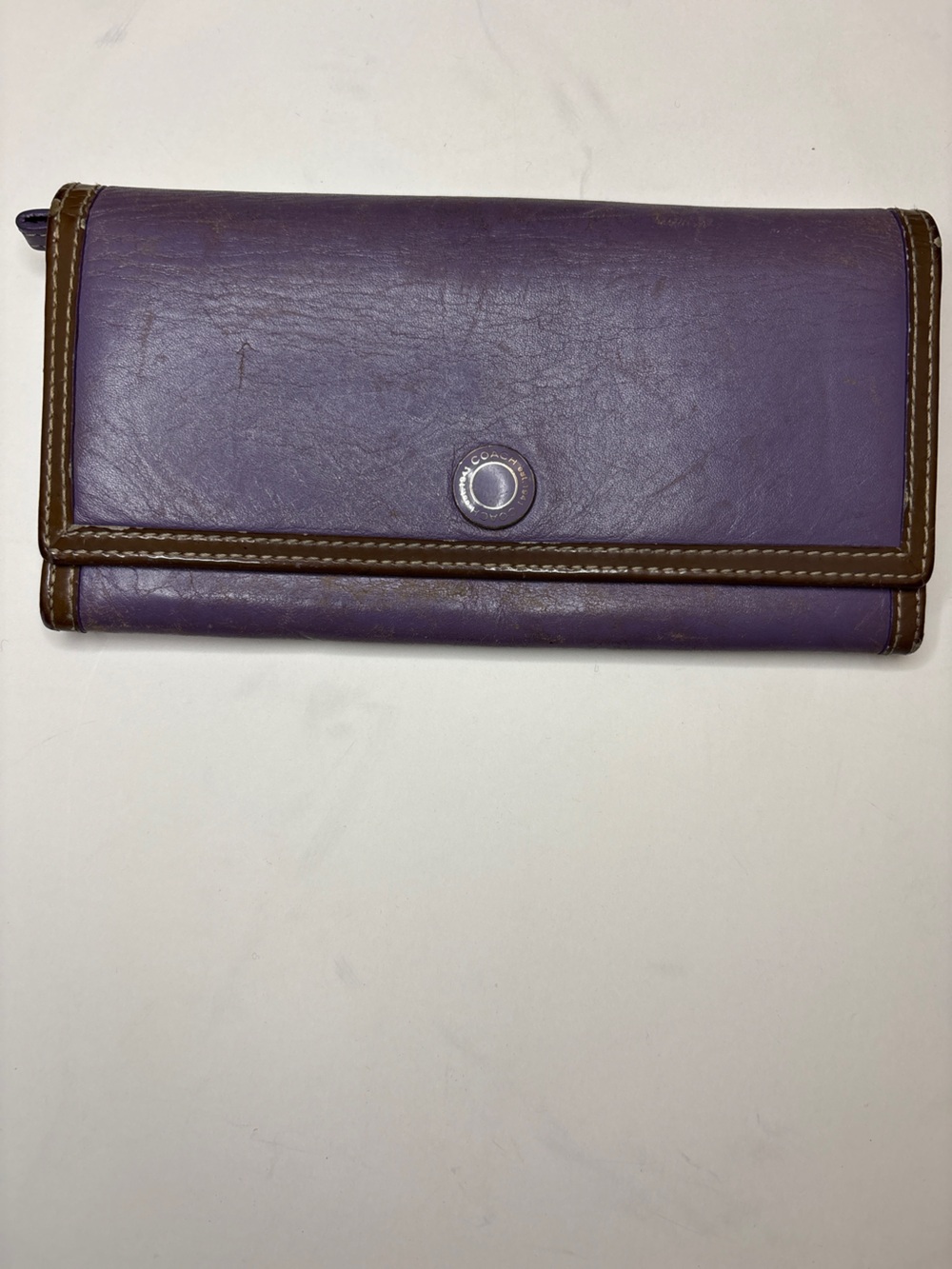 Coach purple checkbook wallet leather vintage y2k